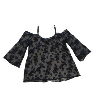 Torrid Black Sheer Lace Embroidered Cold Shoulder  Blouse Size 2